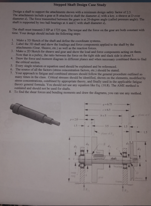 Stepped Shaft Design Case Study Design a shaft to