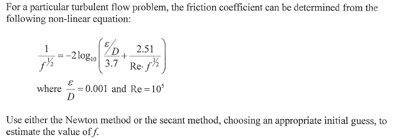 Solved For a particular turbulent flow problem, the friction | Chegg.com