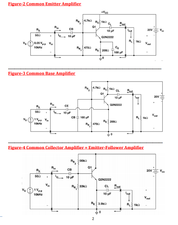 Solved For Each Of The Ce Cb And Cc Amplifier Circuits