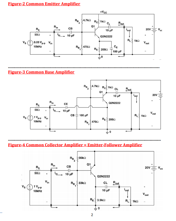 Solved For each of the CE, CB, and CC amplifier circuits | Chegg.com