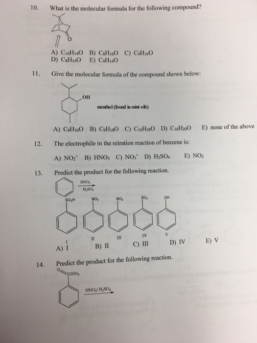 Solved What Is The Molecular Formula For The Following Chegg Com