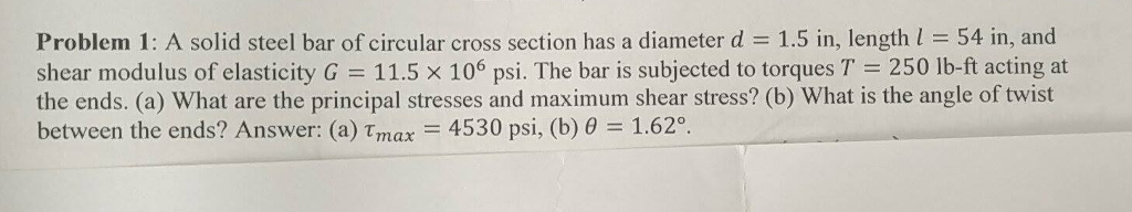 Solved A solid steel bar of circular cross section has a | Chegg.com