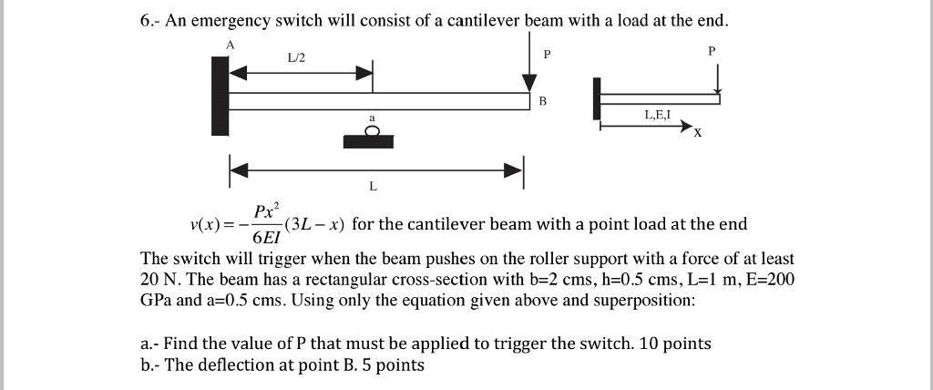 Solved An emergency switch will consist of a cantilever beam | Chegg.com