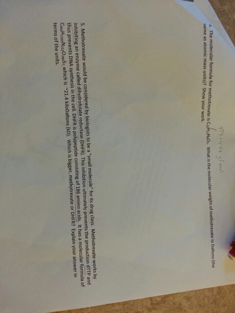 Solved The molecular formula for methotrexate is C_20 H_22 | Chegg.com