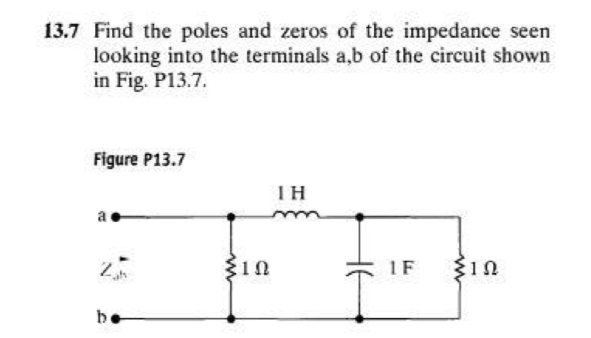Solved 13.7 Find the poles and zeros of the impedance seen | Chegg.com
