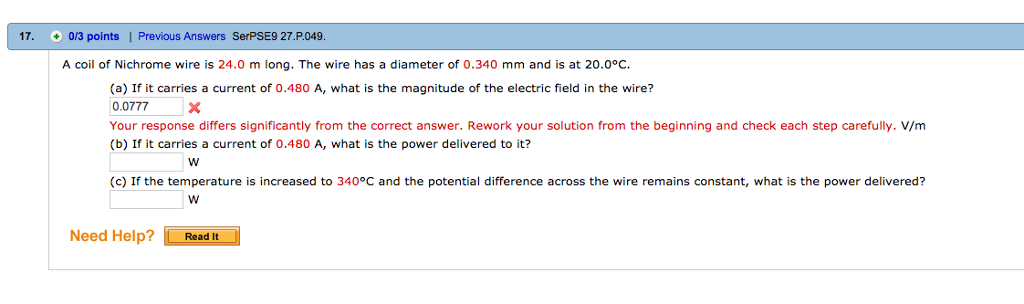 Solved A coil of Nichrome wire is 24.0 m long. The wire has | Chegg.com