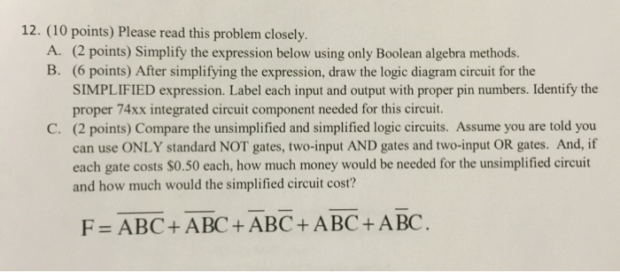 Solved Simplify the expression below using only Boolean | Chegg.com