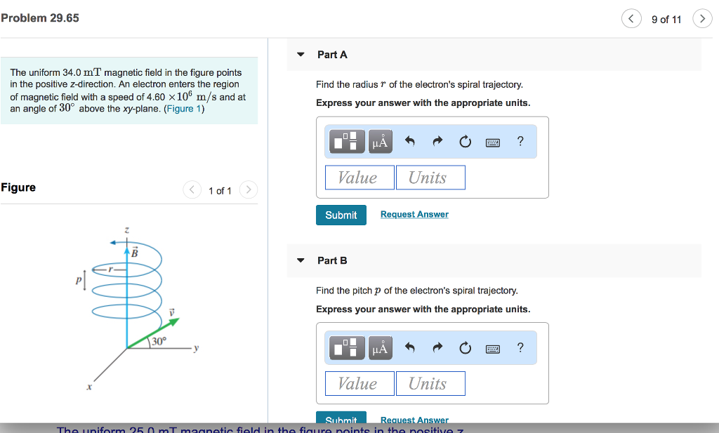 Solved Problem 29.65 〈 9 of 11 Part A The uniform 34.0 mT