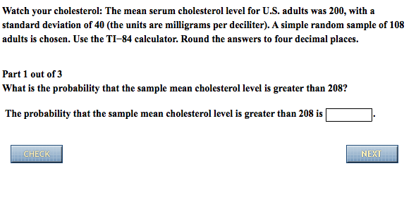 Solved Watch Your Cholesterol The Mean Serum Cholesterol Chegg