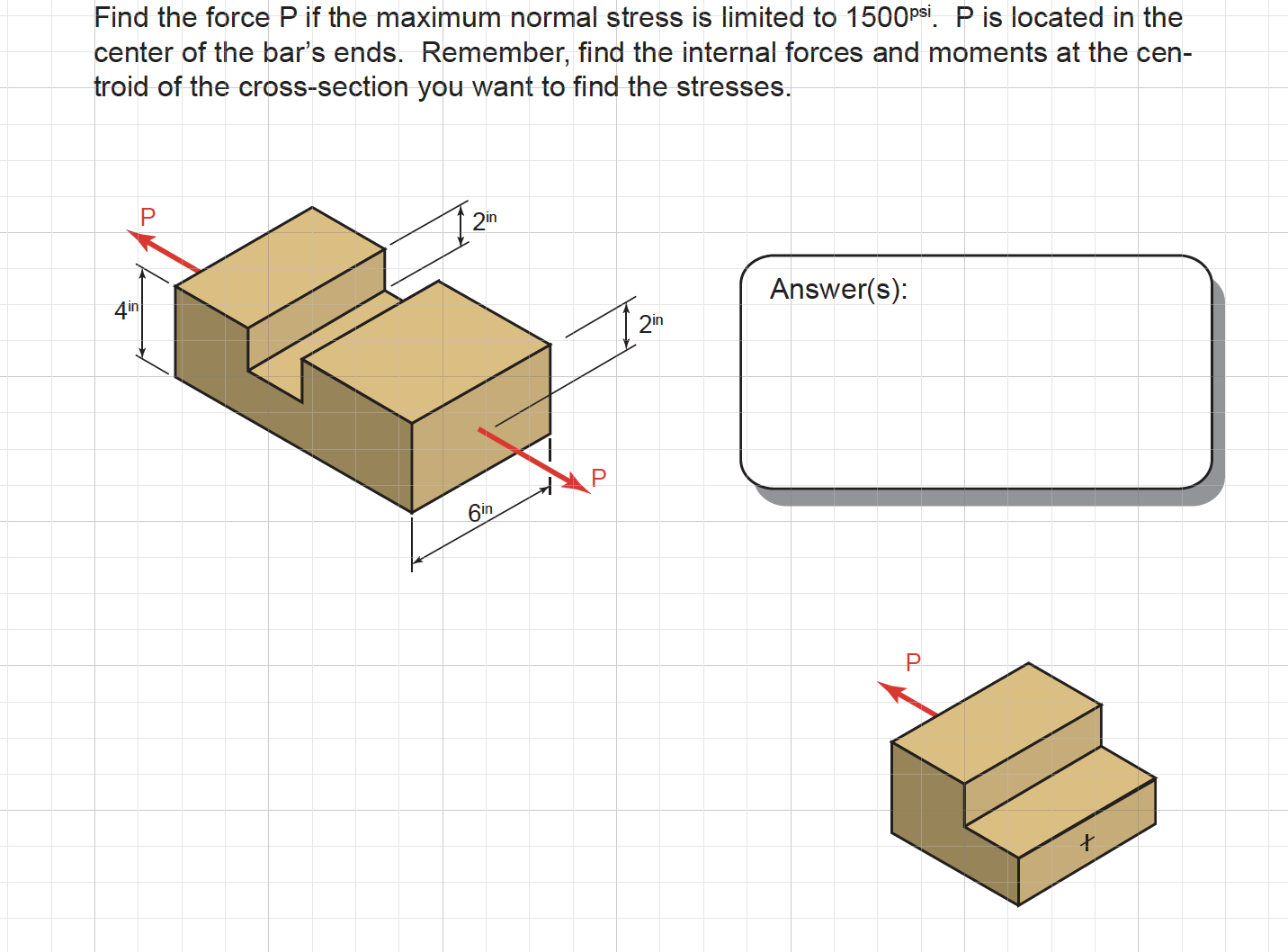 Solved Find the force P if the maximum normal stress is | Chegg.com