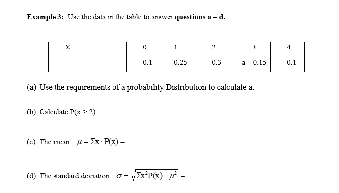 Solved Example 3: Use the data in the table to answer | Chegg.com
