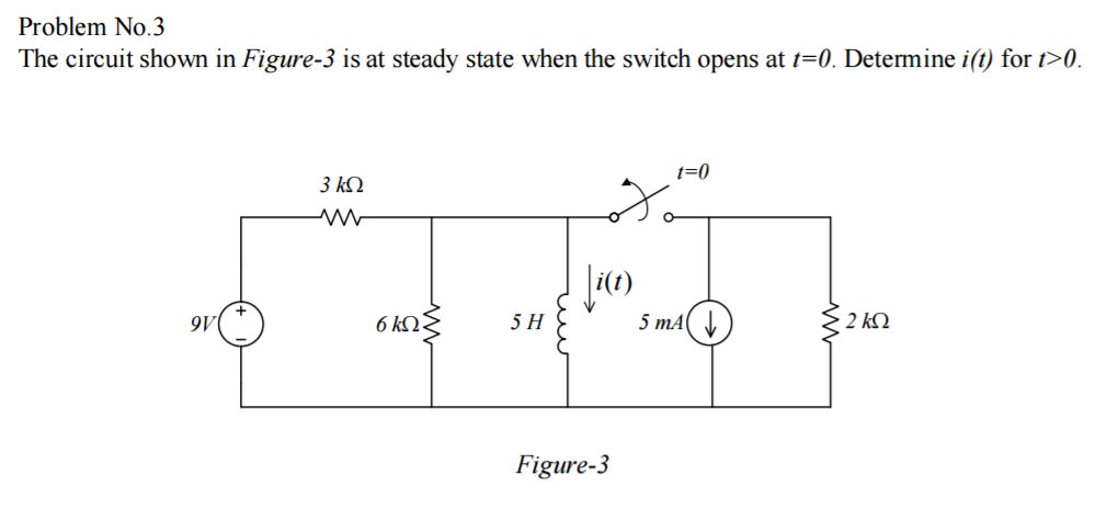 Solved The circuit shown in Figure-3 is at steady state when | Chegg.com