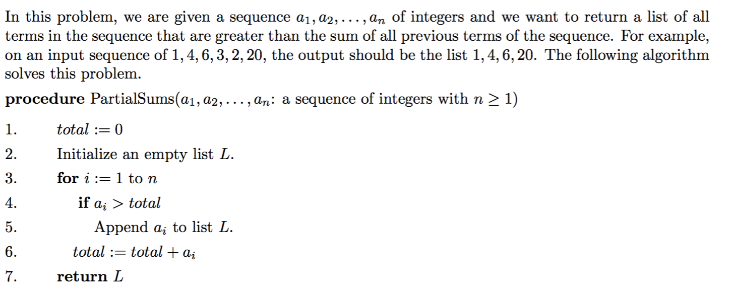 Solved In this problem, we are given a sequence a1, a2,... , | Chegg.com