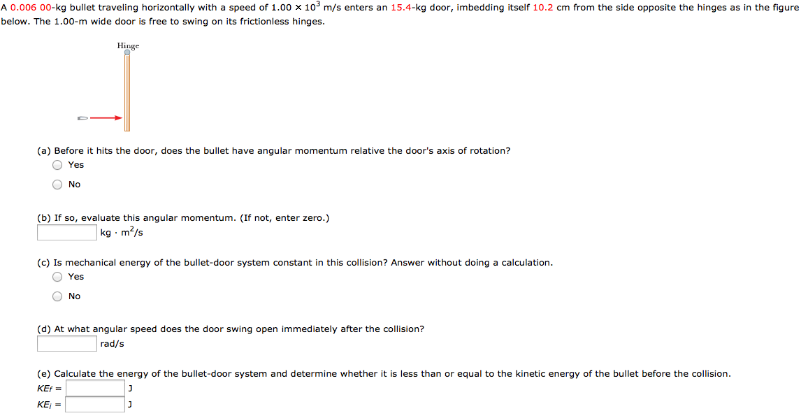 Solved A 0 006 00 Kg Bullet Traveling Horizontally With A
