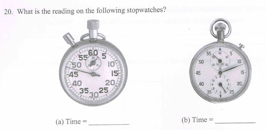Solved 20 What Is The Reading On The Following Stopwatches