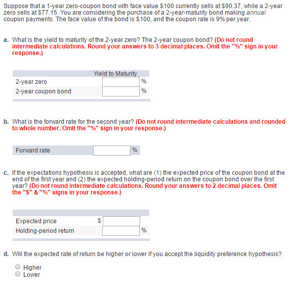 Solved Suppose that a 1year zerocoupon bond with face
