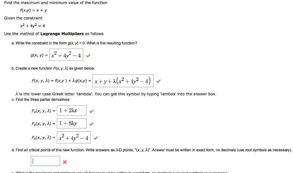 Solved Find the maximum and minimum value of the function | Chegg.com