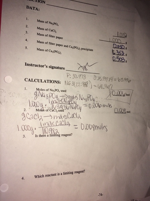 Solved 1. Moles of Na3PO4 used? 2. Moles of CaCl2 | Chegg.com