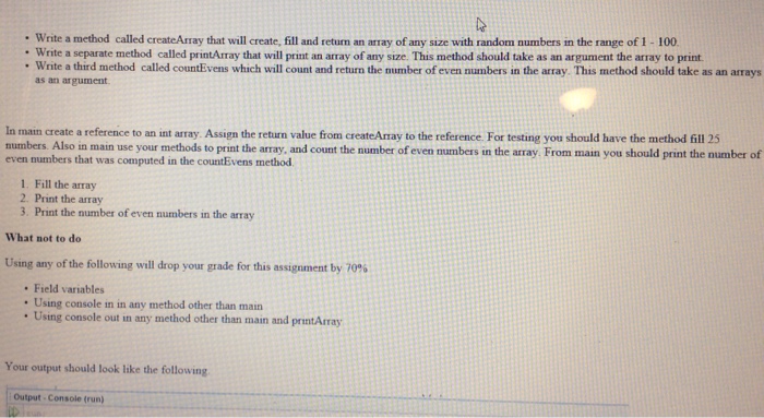 Solved Write a method called create Array that will create, | Chegg.com