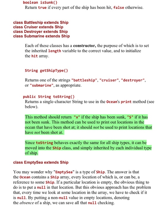 Solved I Need A Class Code For The Each Ships That Extends | Chegg.com