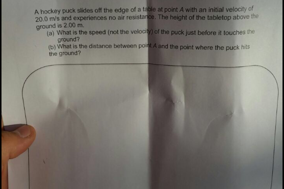 Solved A hockey puck slides off the edge of a table at point