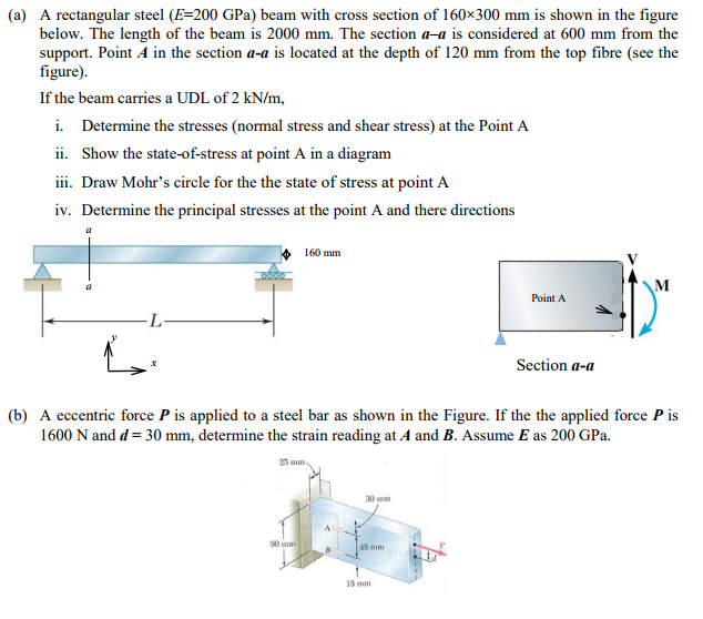 Solved A rectangular steel (E=200 GPa) beam with cross | Chegg.com