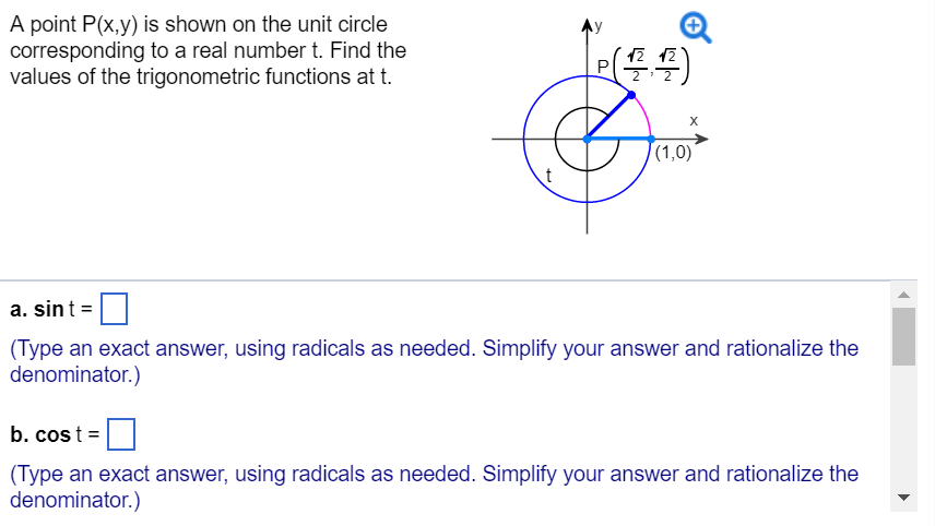 Solved A point P(x,y) is shown on the unit circle | Chegg.com
