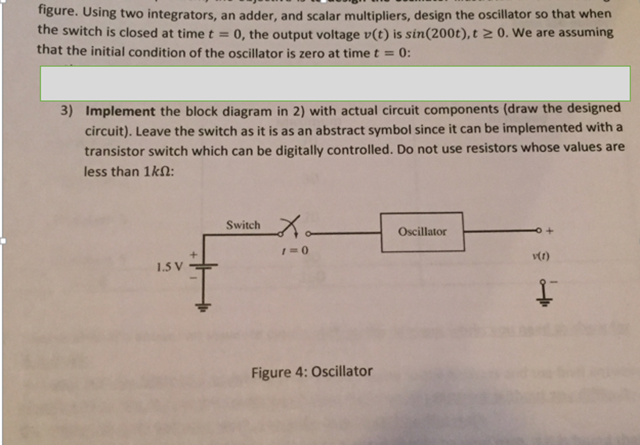 Implement the block diagram in 2) with actual circuit | Chegg.com