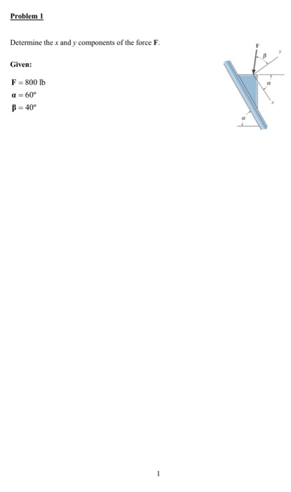 Solved Problem 1 Determine the x and y components of the | Chegg.com