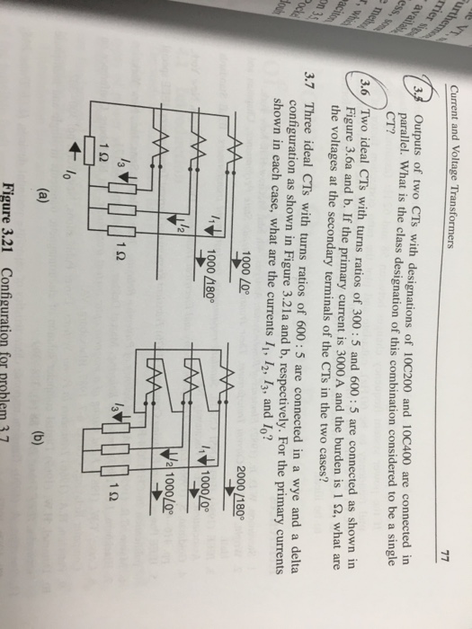 Solved Current and Voltage Transformers 77 3A outputs of two | Chegg.com