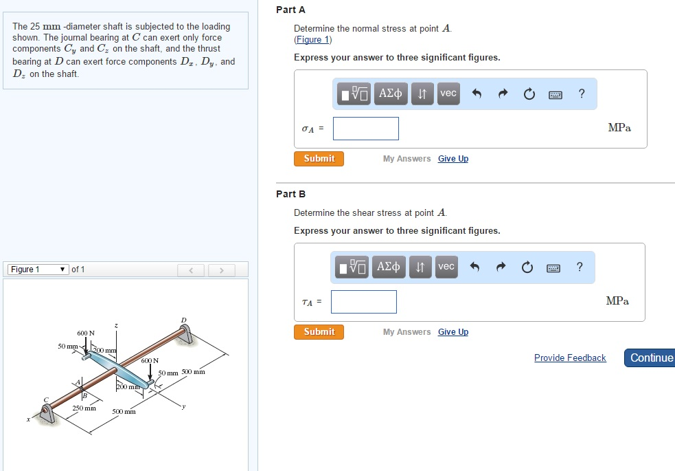Solved The 25 mm -diameter shaft is subjected to the loading | Chegg.com