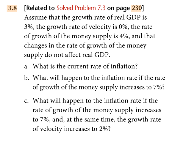 Solved Assume that the growth rate of real GDP is 3%, the | Chegg.com