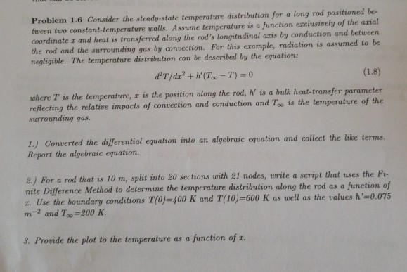 Solved Problem 1.6 Consider the steady-state temperature | Chegg.com