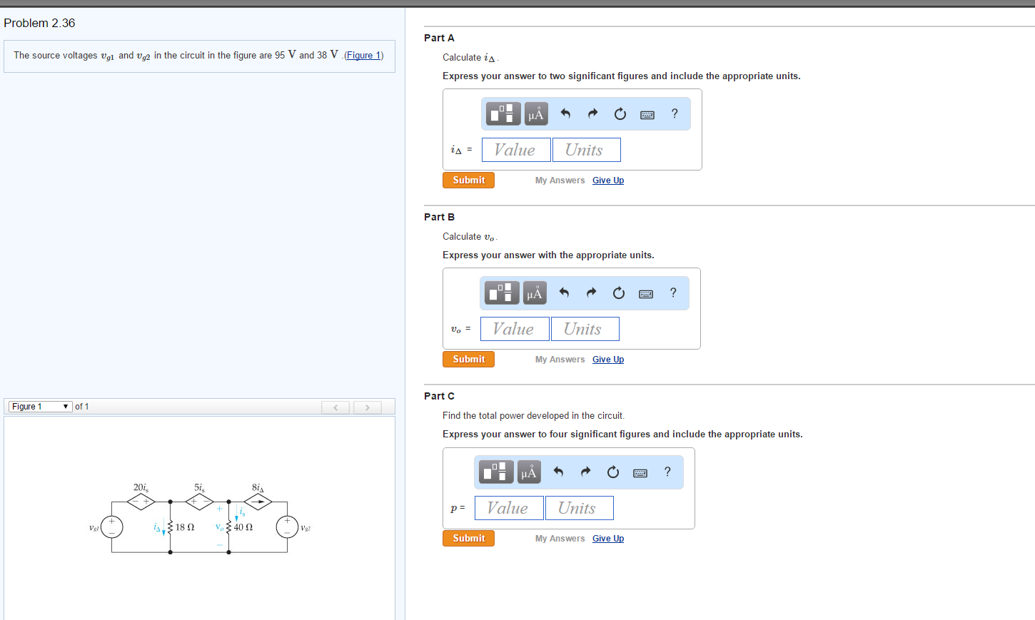 Solved Problem 236 The source voltages vgi and vg2 in the | Chegg.com