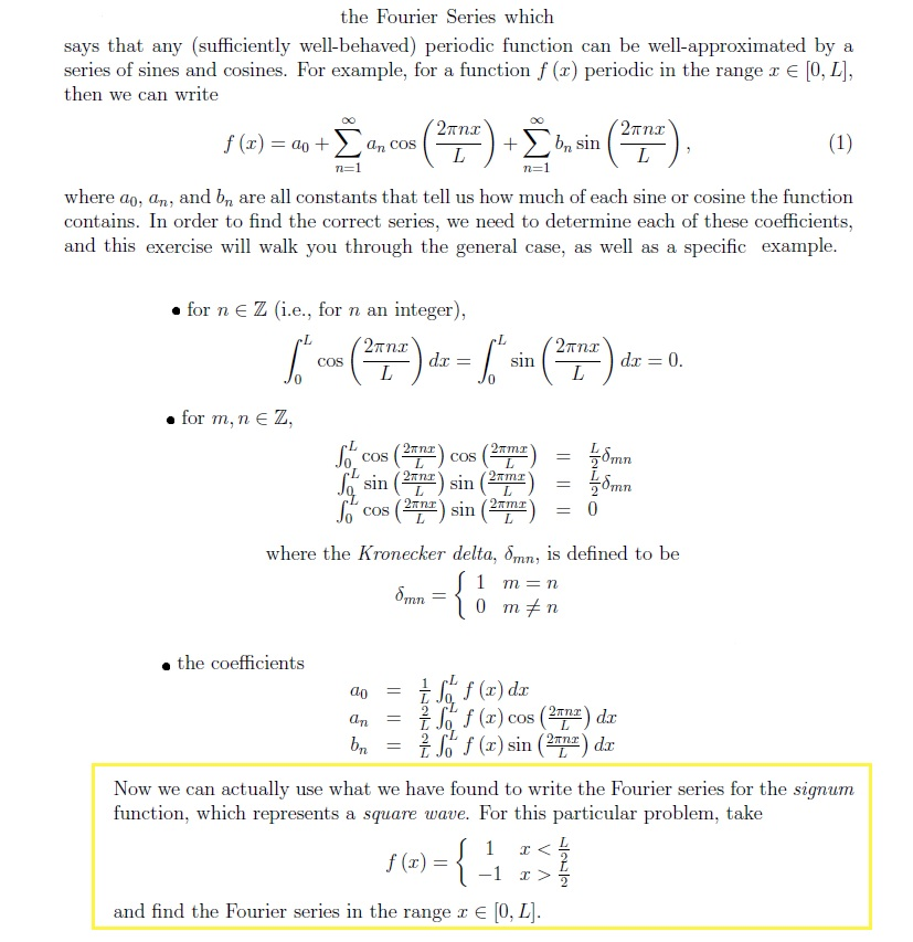 Solved The Fourier Series which says that any (sufficiently | Chegg.com