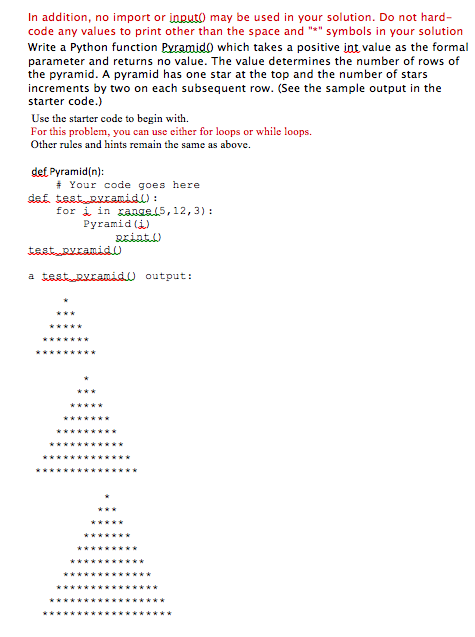 Solved In addition, no import or input() may be used in your | Chegg.com