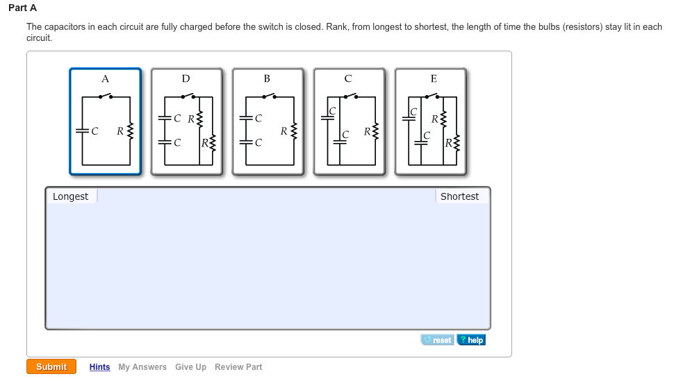 Solved The capacitors in each circuit are fully charged