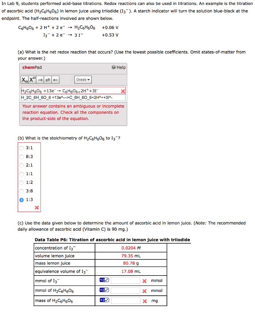 Solved In Lab 9, students performed acidbase titrations.