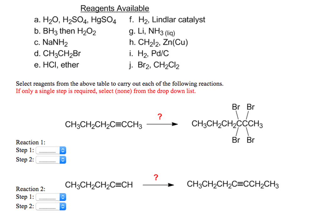 Solved Select Reagents From The Above Table To Carry Out Chegg