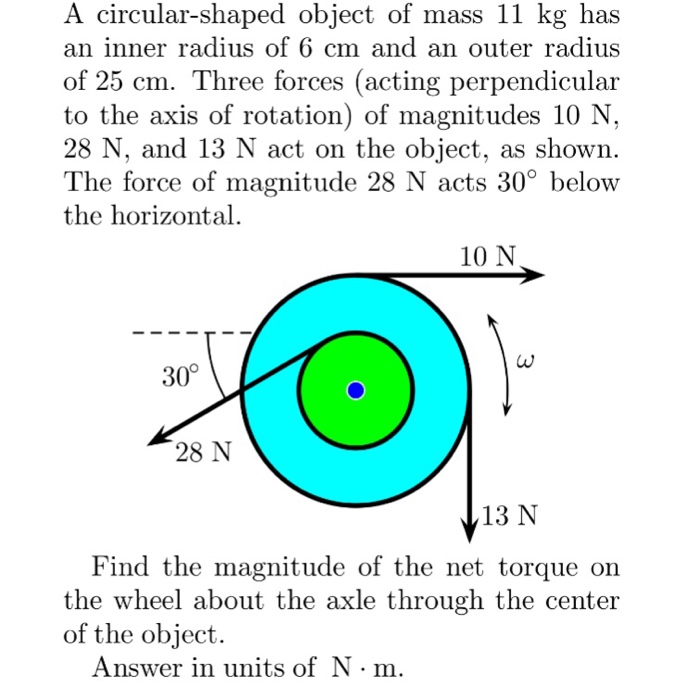 solved-a-circular-shaped-object-of-mass-11-kg-has-an-inner-chegg