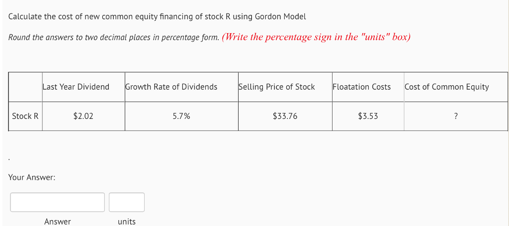 Solved Calculate The Cost Of New Common Equity Financing Of | Chegg.com