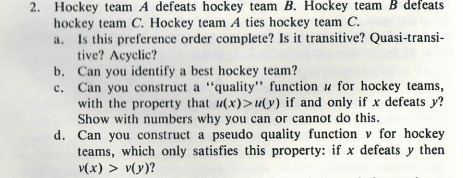 Solved 2. Hockey Team A Defeats Hockey Team B. Hockey Team B | Chegg.com