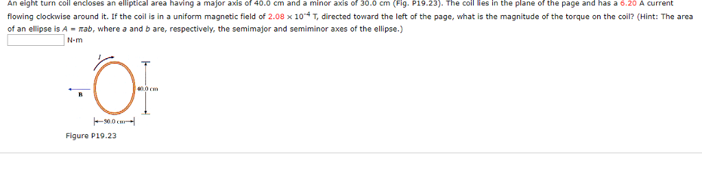 Solved An Eight Turn Coil Encloses An Elliptical Area Having 