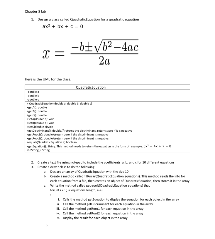 Solved Chapter 8 lab: Design a class called | Chegg.com