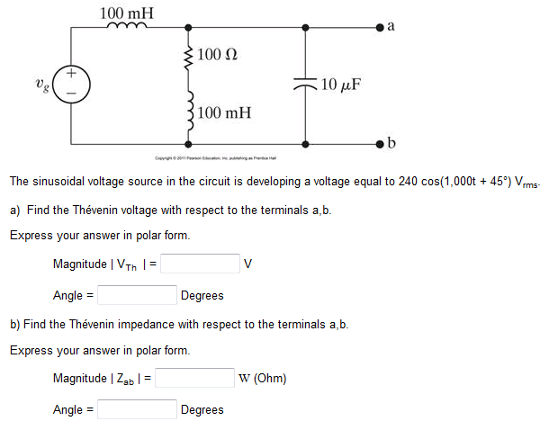 Solved The Sinusoidal Voltage Source In The Circuit Is | Chegg.com