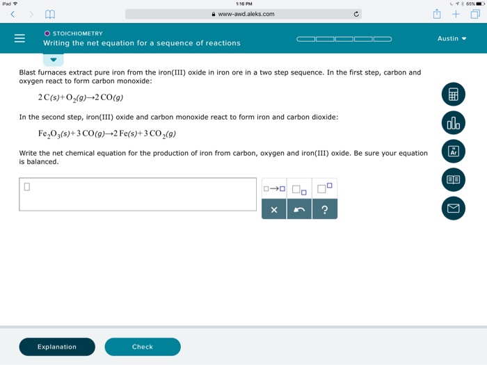 Solved Blast furnaces extract pure iron from the iron(III)