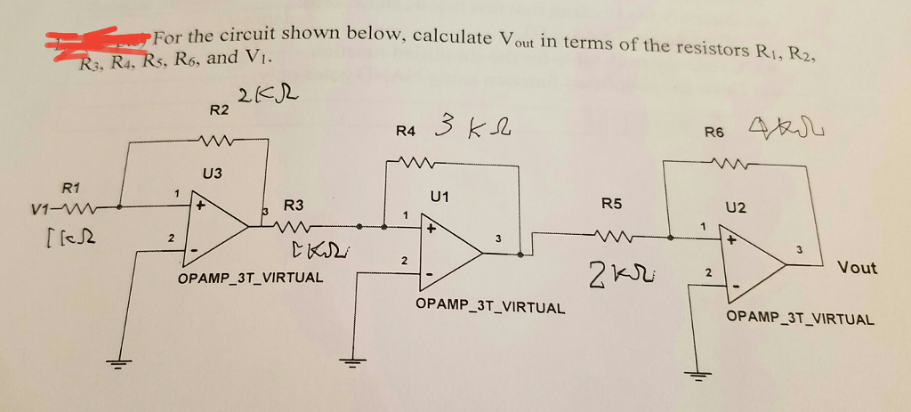 Solved For the circuit shown below, calculate V_out in terms | Chegg.com