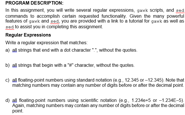 Solved PROGRAM DESCRIPTION: In this assignment, you will | Chegg.com