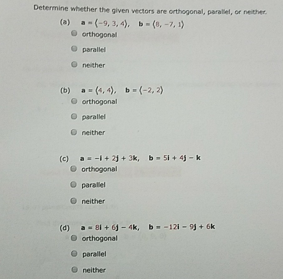 solved-determine-whether-the-given-vectors-are-orthogonal-chegg