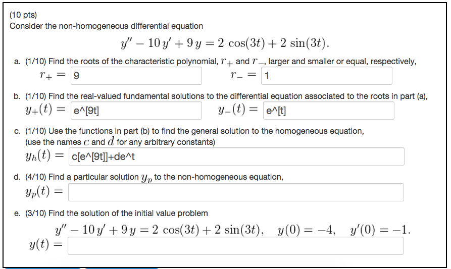 Solved Consider The Non Homogeneous Differential Equation 7249